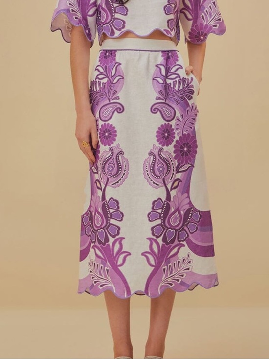 FARM Rio Dresses & Skirts - FARM Rio Color Festival Cream Midi Skirt SZ M